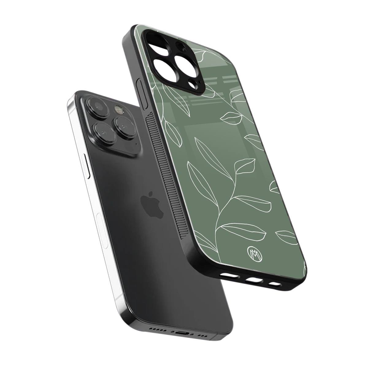 green petals back phone cover | glass case for iphone 16 pro max
