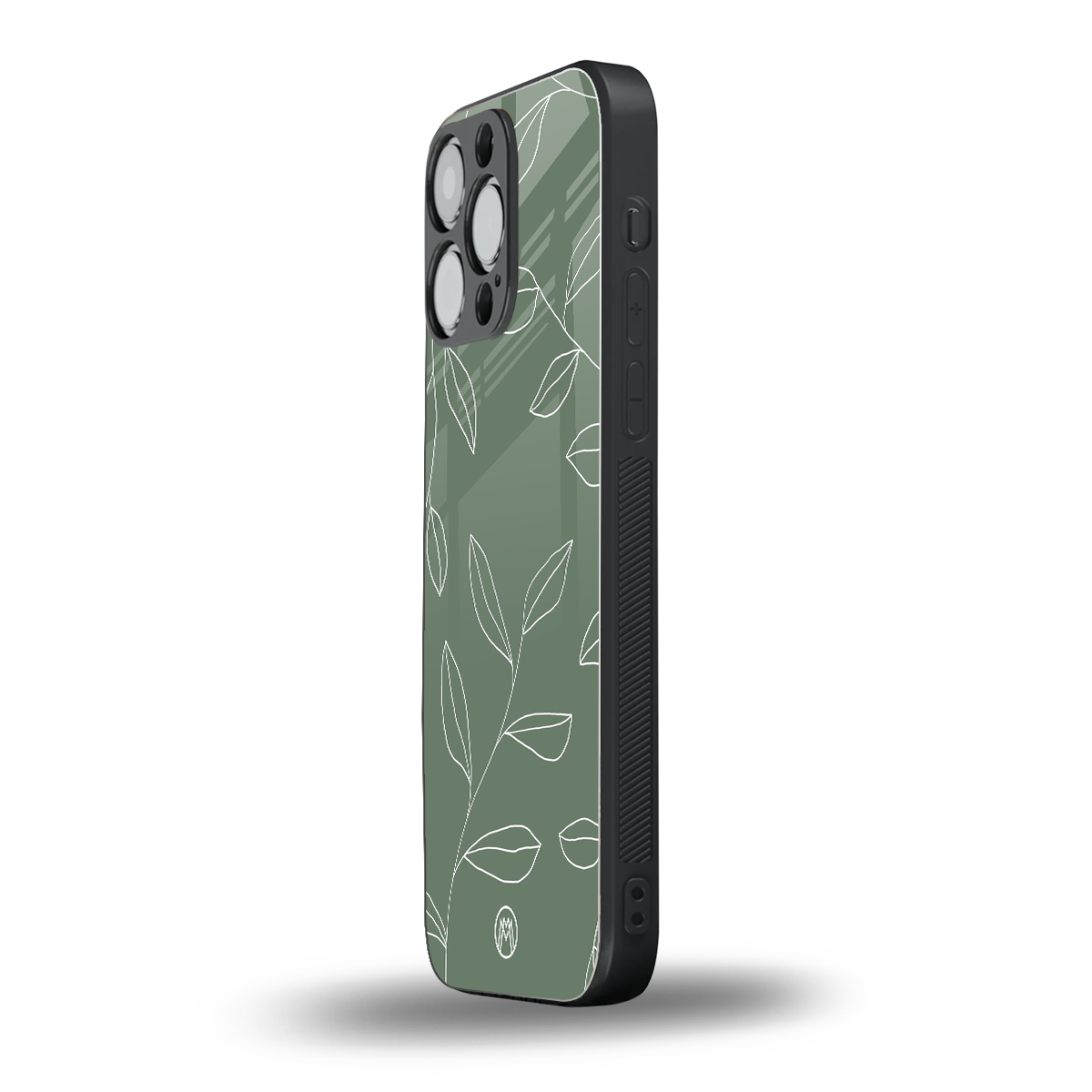green petals back phone cover | glass case for iphone 16 pro max