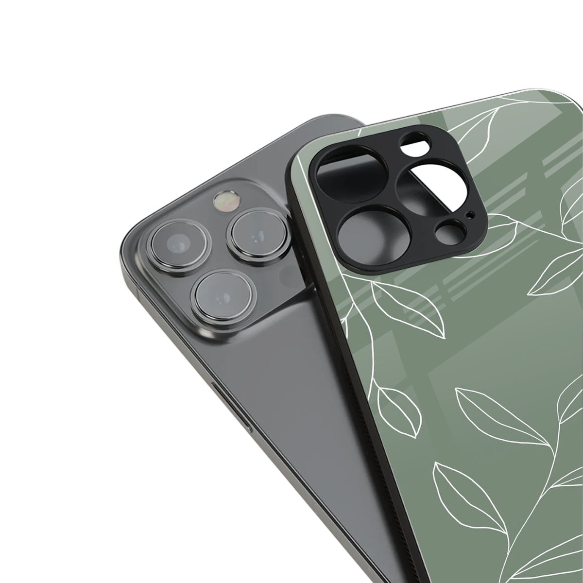 green petals back phone cover | glass case for iphone 13 pro max