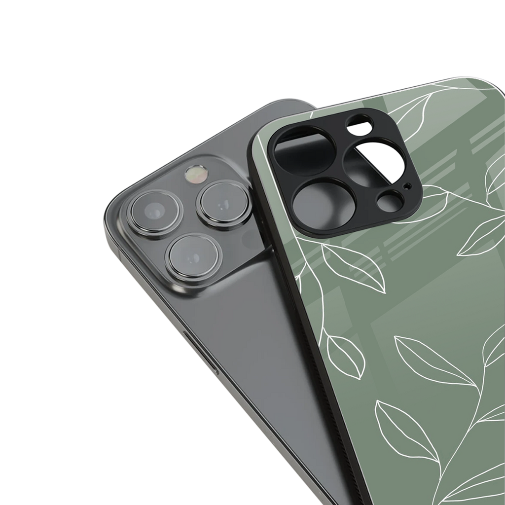 green petals back phone cover | glass case for iphone 15