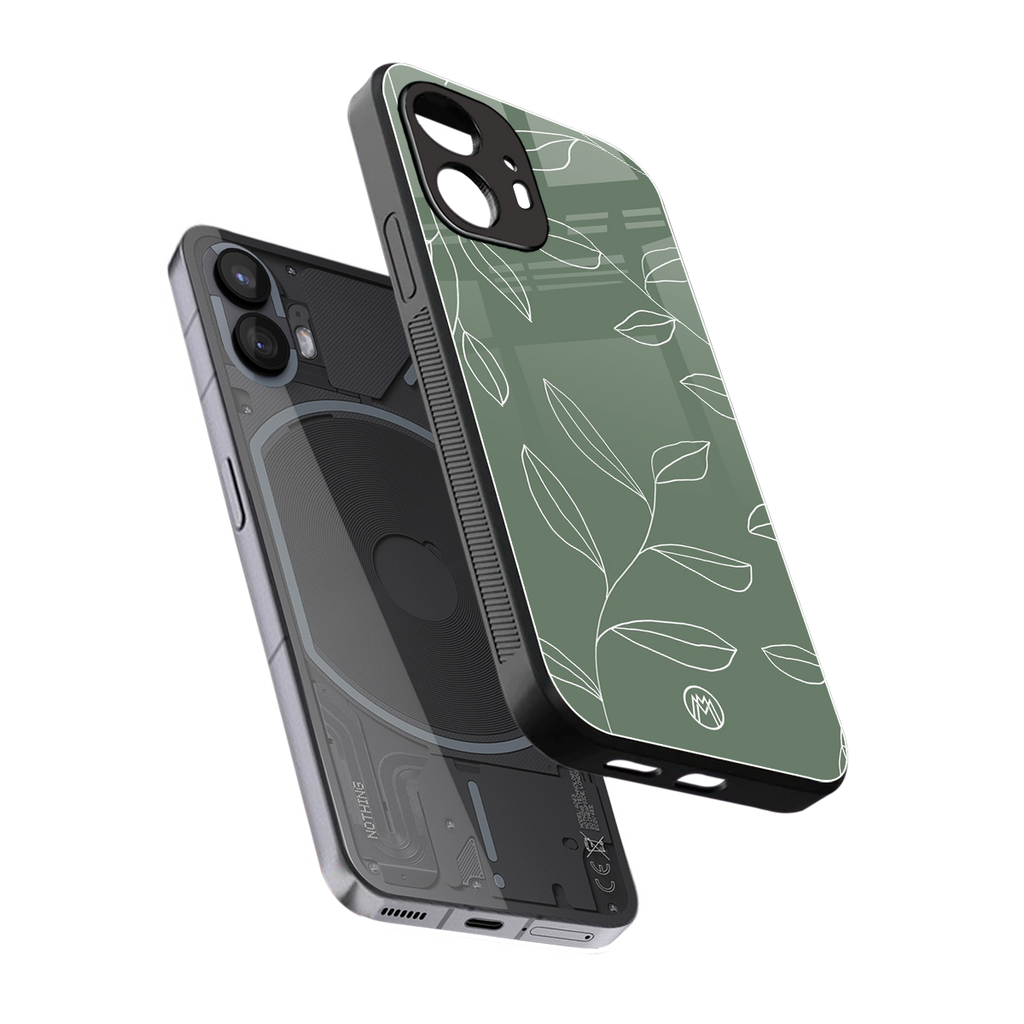 green petals back phone cover | glass case for nothing phone 2