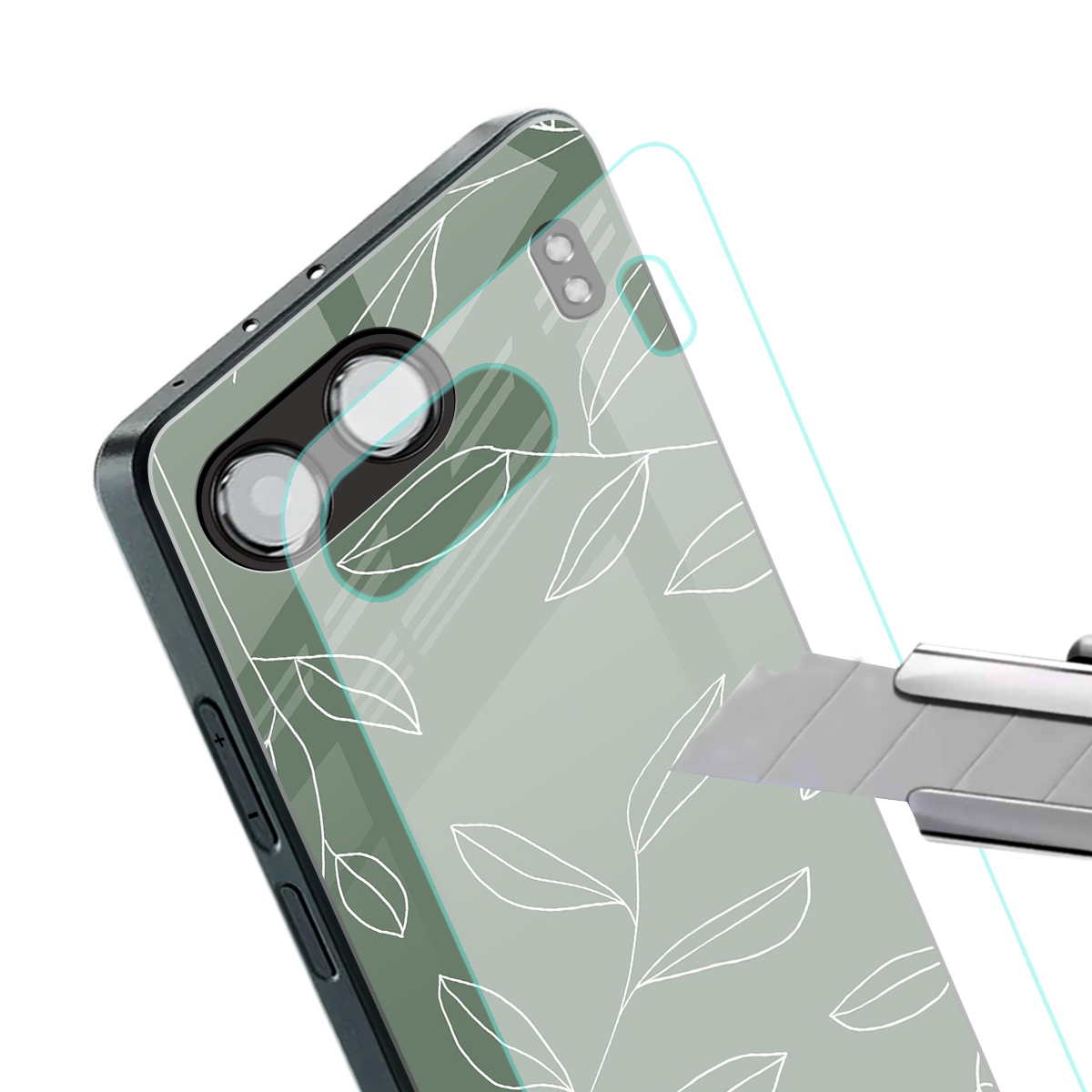 green petals back phone cover | glass case for oneplus nord 4