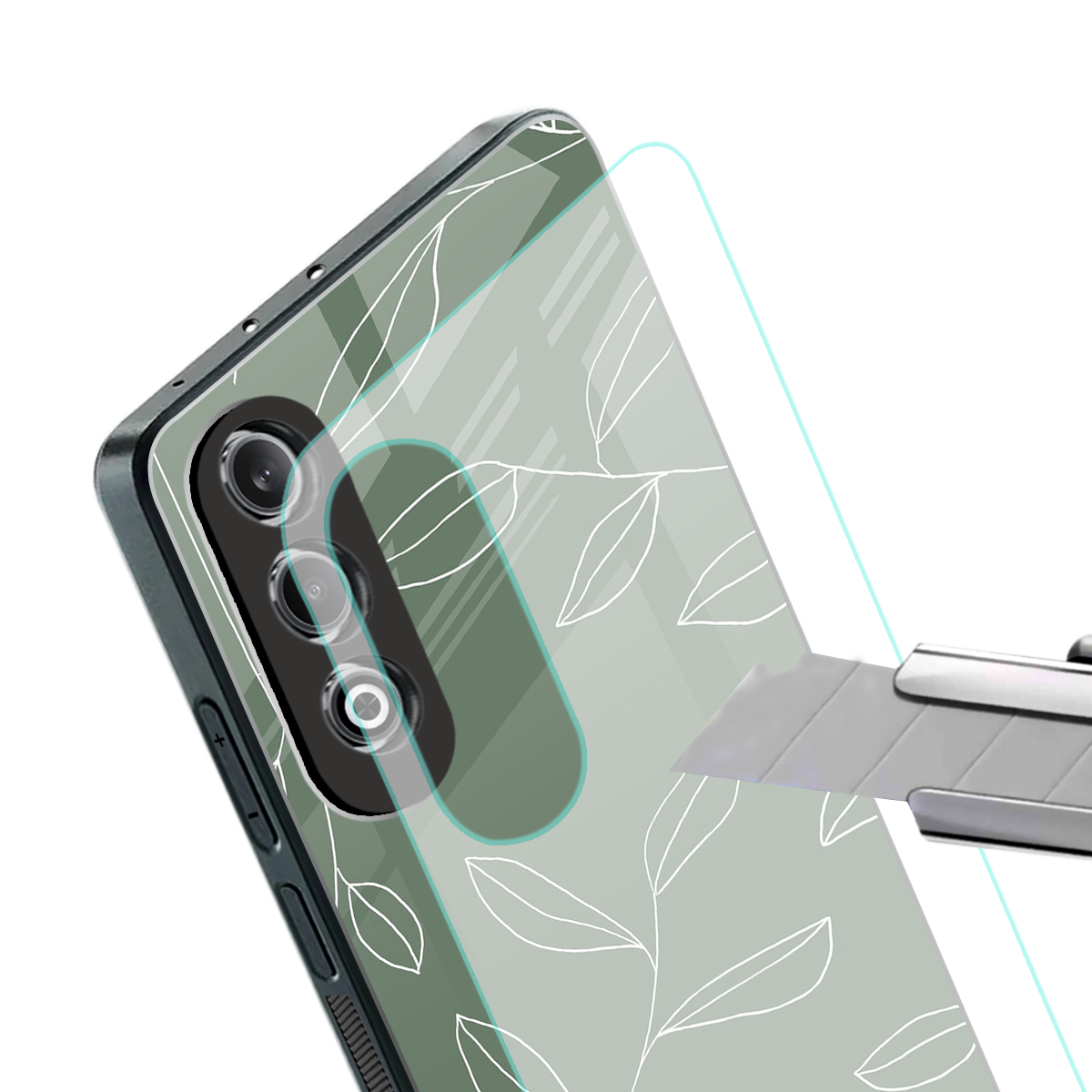green petals back phone cover | glass case for oneplus nord ce 4