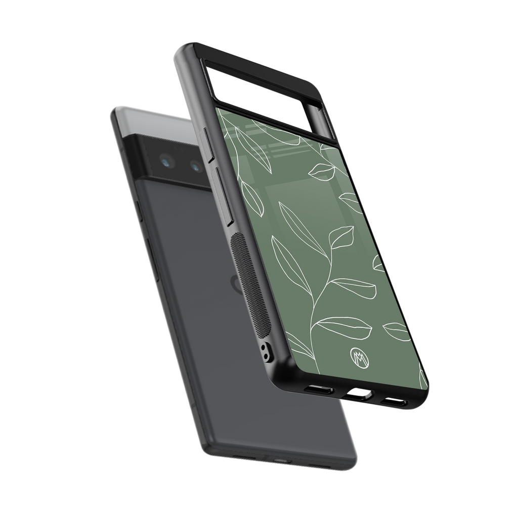 green petals back phone cover | glass case for google pixel 6 pro