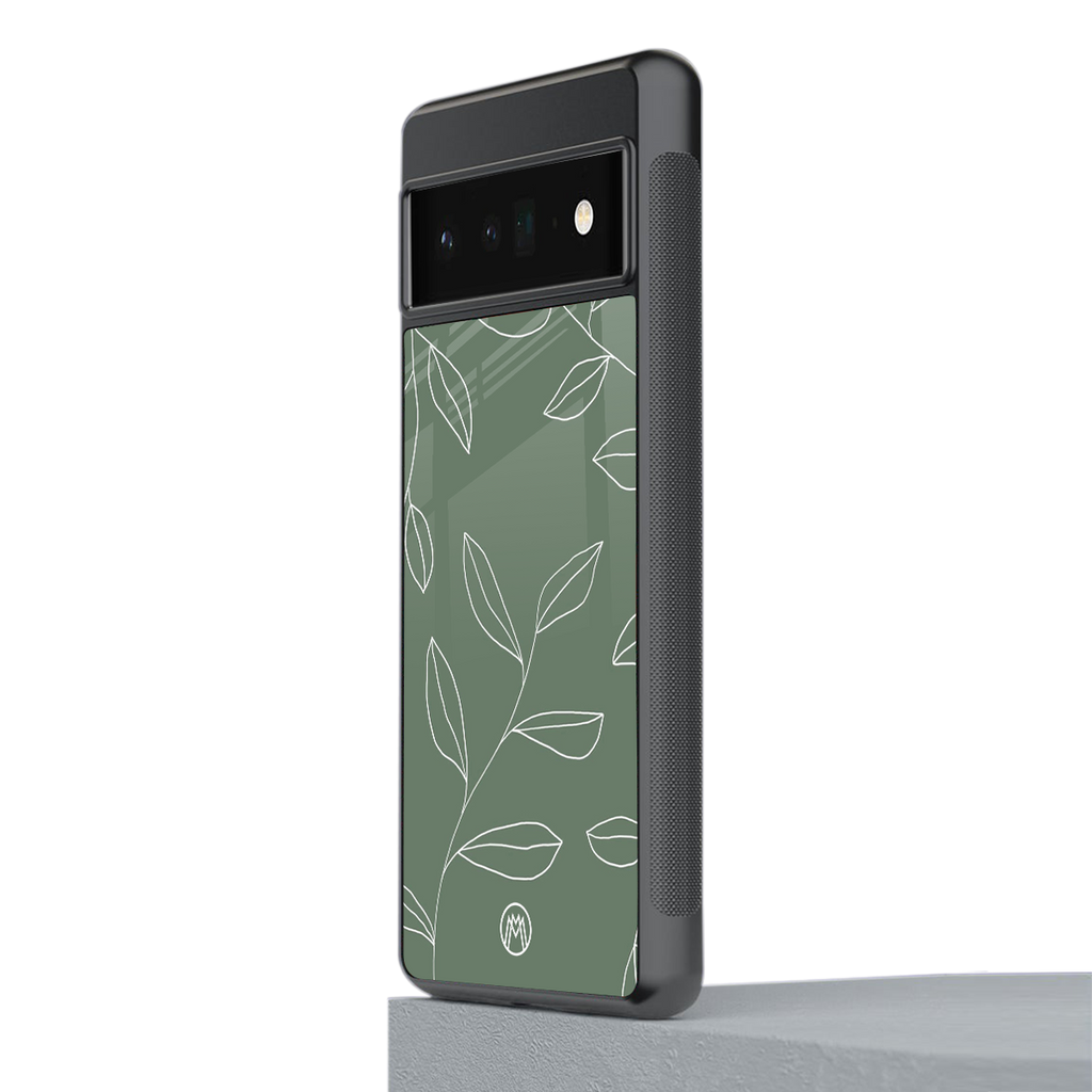 green petals back phone cover | glass case for google pixel 6 pro