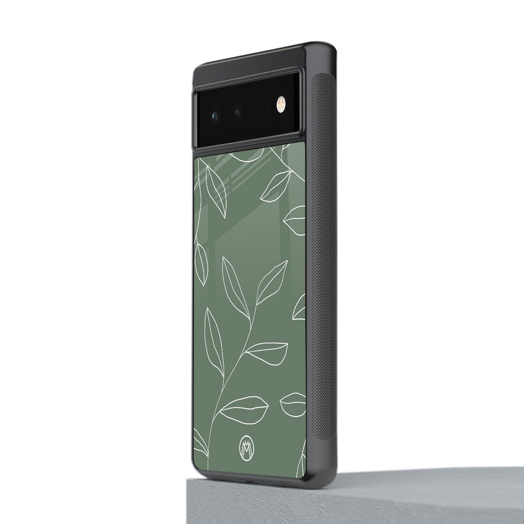 green petals back phone cover | glass case for google pixel 6