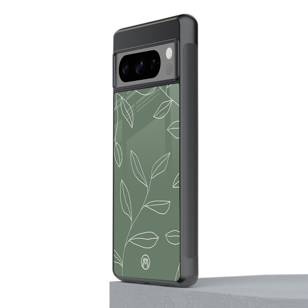 green petals back phone cover | glass case for google pixel 8 pro
