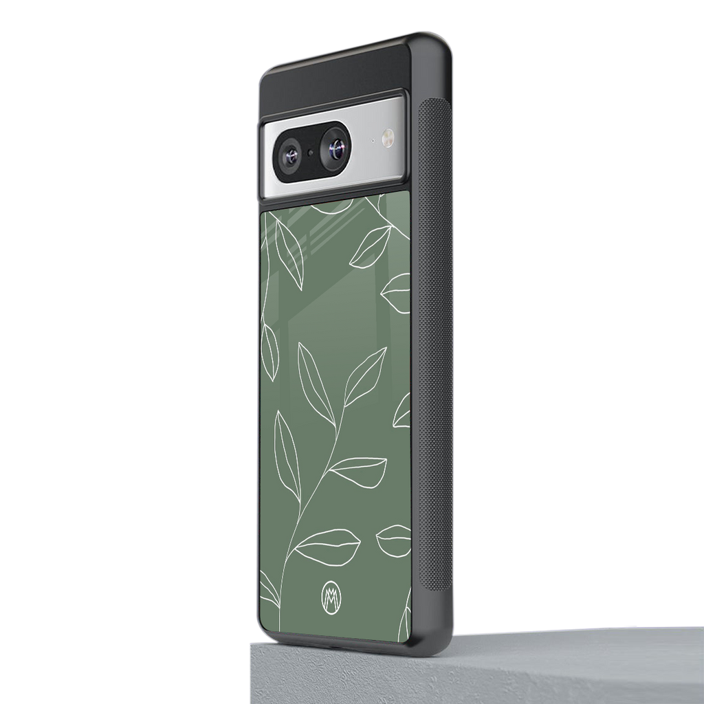 green petals back phone cover | glass case for Google Pixel 8