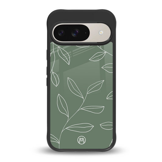 green petals back phone cover | glass case for google pixel 9