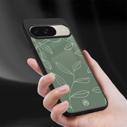 green petals back phone cover | glass case for google pixel 9