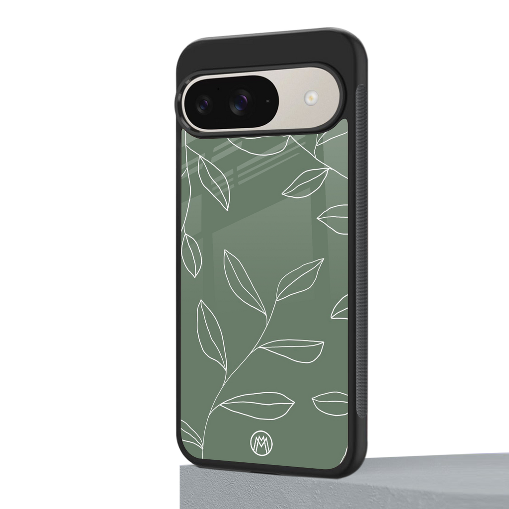 green petals back phone cover | glass case for google pixel 9