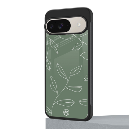 green petals back phone cover | glass case for google pixel 9