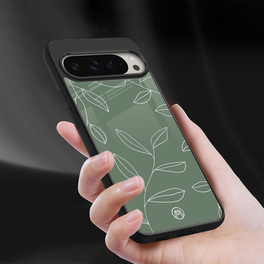 green petals back phone cover | glass case for google pixel 9 pro