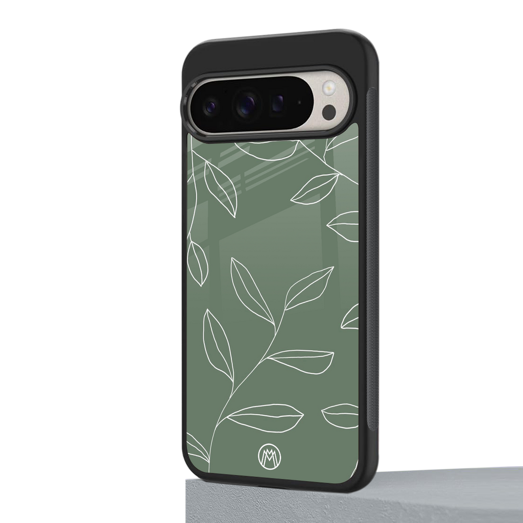 green petals back phone cover | glass case for google pixel 9 pro