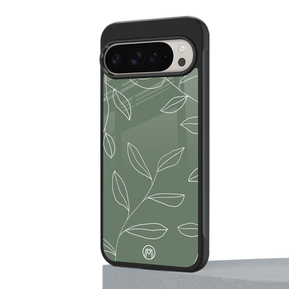 green petals back phone cover | glass case for google pixel 9 pro xl