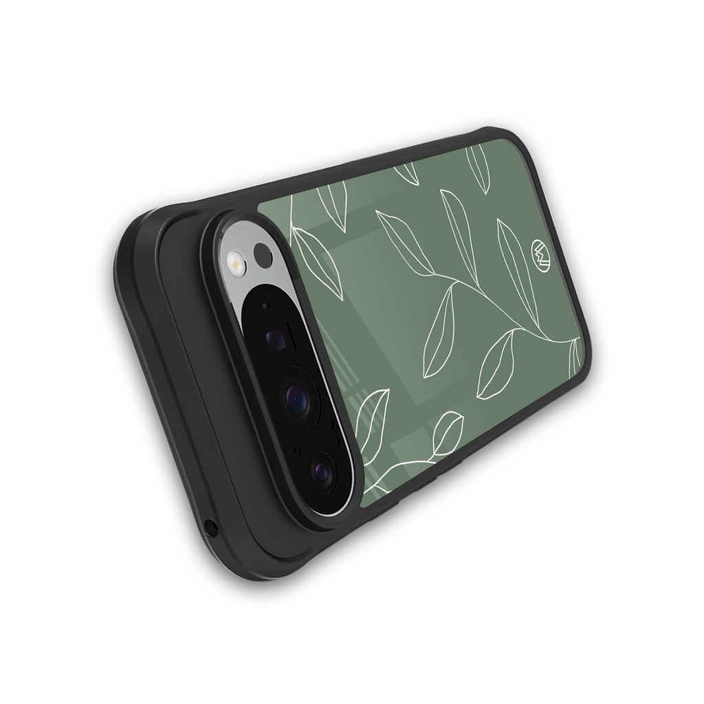 green petals back phone cover | glass case for google pixel 9 pro