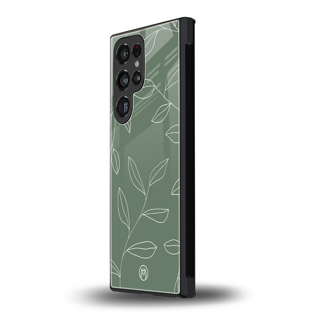 green petals back phone cover | glass case for samsung galaxy s23 ultra