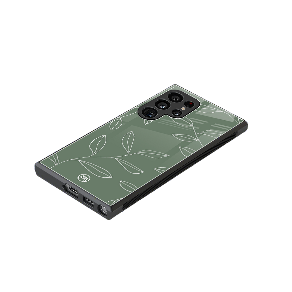 green petals back phone cover | glass case for samsung galaxy s23 ultra