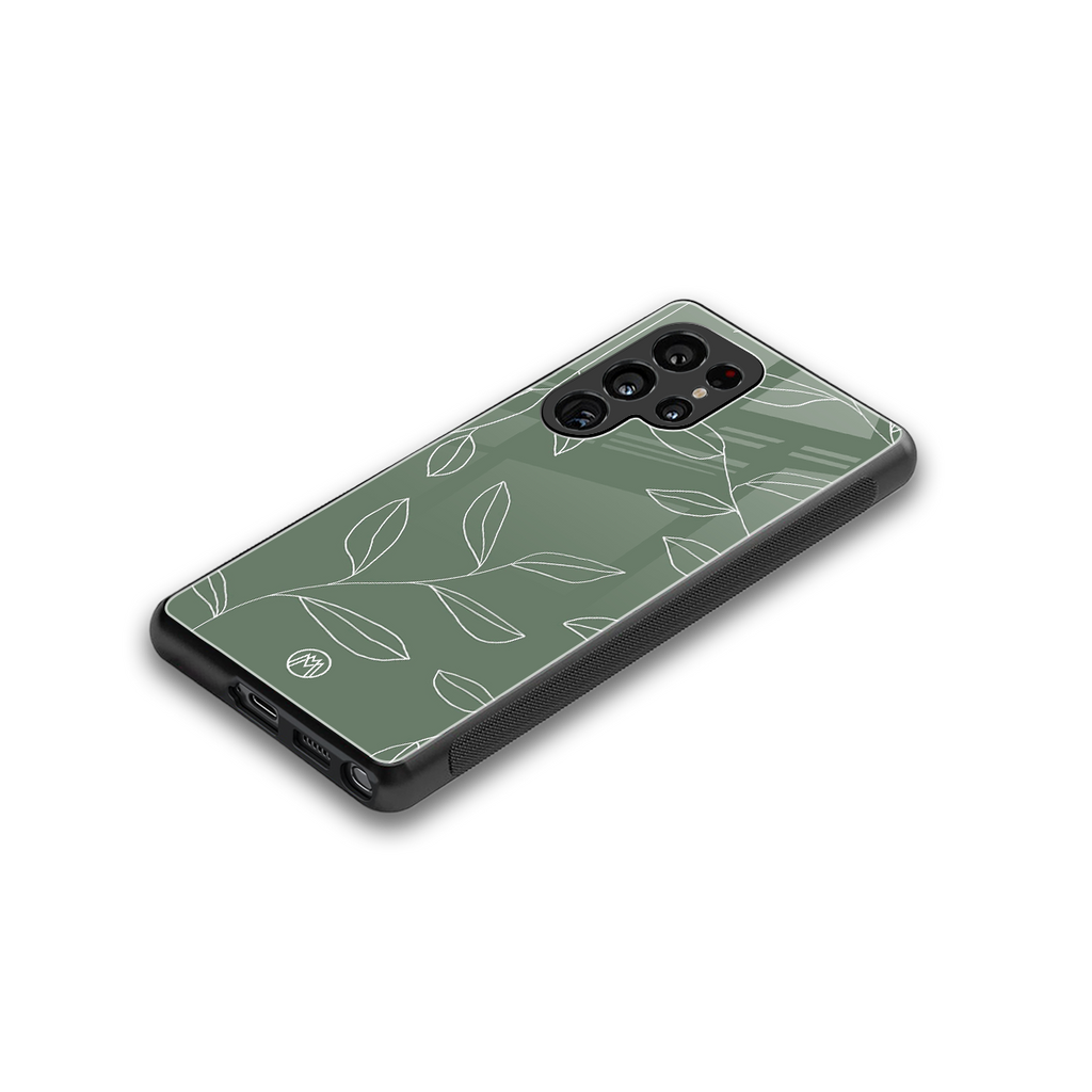 green petals back phone cover | glass case for samsung galaxy s25 ultra