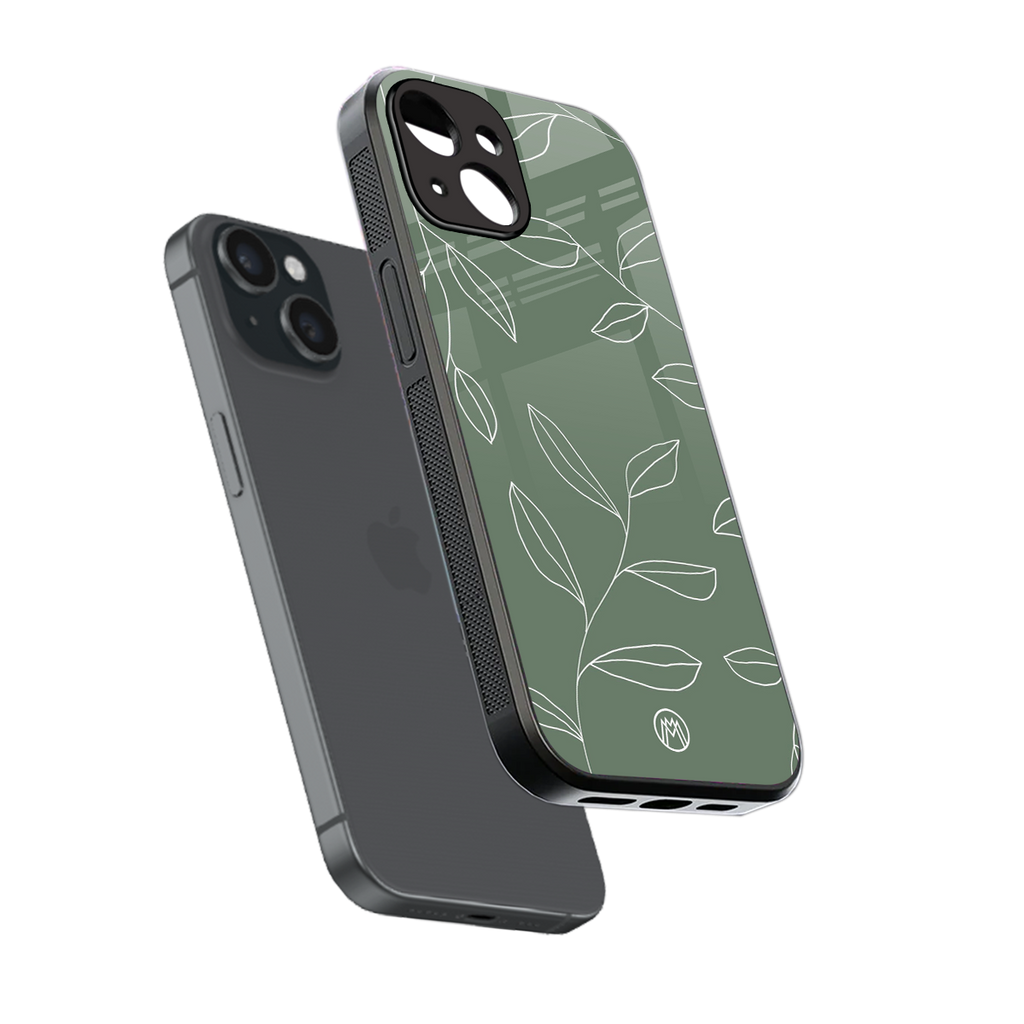 green petals back phone cover | glass case for iphone 15