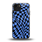 groovy blue black pattern back phone cover | glass case for iphone 13 mini