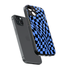 groovy blue black pattern back phone cover | glass case for iphone 13 mini