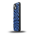 groovy blue black pattern back phone cover | glass case for iphone 13 mini