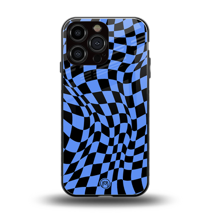 groovy blue black pattern back phone cover | glass case for iphone 13 pro max