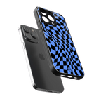 groovy blue black pattern back phone cover | glass case for iphone 13 pro max