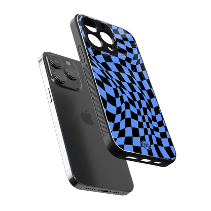 groovy blue black pattern back phone cover | glass case for iphone 13 pro max