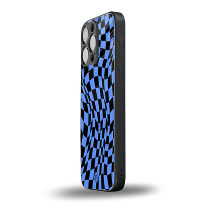 groovy blue black pattern back phone cover | glass case for iphone 13 pro max