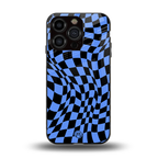 groovy blue black pattern back phone cover | glass case for iphone 13 pro