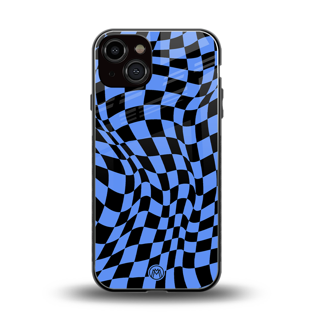 groovy blue black pattern back phone cover | glass case for iphone 13