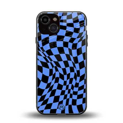 groovy blue black pattern back phone cover | glass case for iphone 13