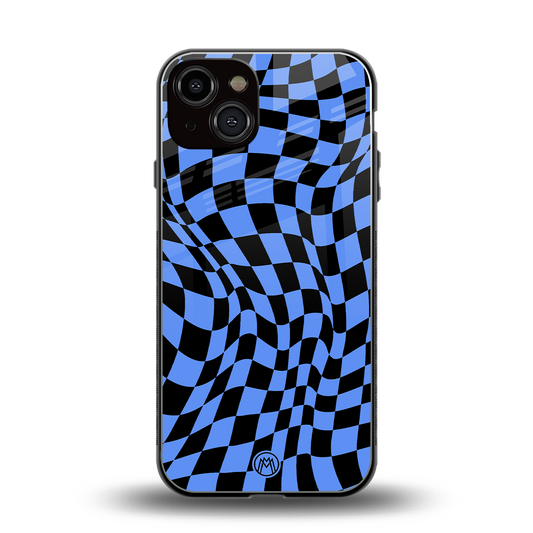 groovy blue black pattern back phone cover | glass case for iphone 13