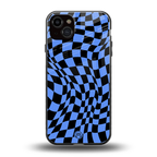 groovy blue black pattern back phone cover | glass case for iphone 14 plus