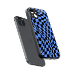 groovy blue black pattern back phone cover | glass case for iphone 14 plus