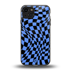 groovy blue black pattern back phone cover | glass case for iphone 15