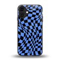 groovy blue black pattern back phone cover | glass case for iphone 16 plus