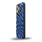 groovy blue black pattern back phone cover | glass case for iphone 16 pro max