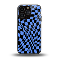 groovy blue black pattern back phone cover | glass case for iphone 16 pro