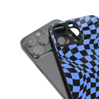 groovy blue black pattern back phone cover | glass case for iphone 16 pro max