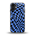 groovy blue black pattern back phone cover | glass case for iphone 16