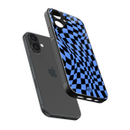 groovy blue black pattern back phone cover | glass case for iphone 16