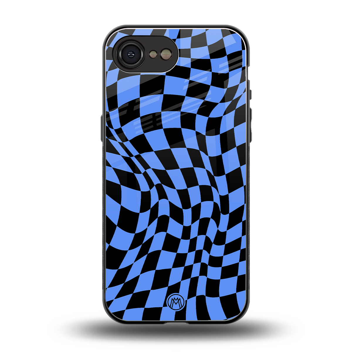 groovy blue black pattern back phone cover | glass case for iphone 16e