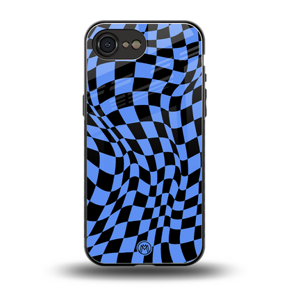 groovy blue black pattern back phone cover | glass case for iphone 16e