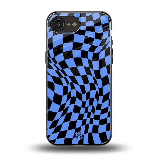 groovy blue black pattern back phone cover | glass case for iphone 16e