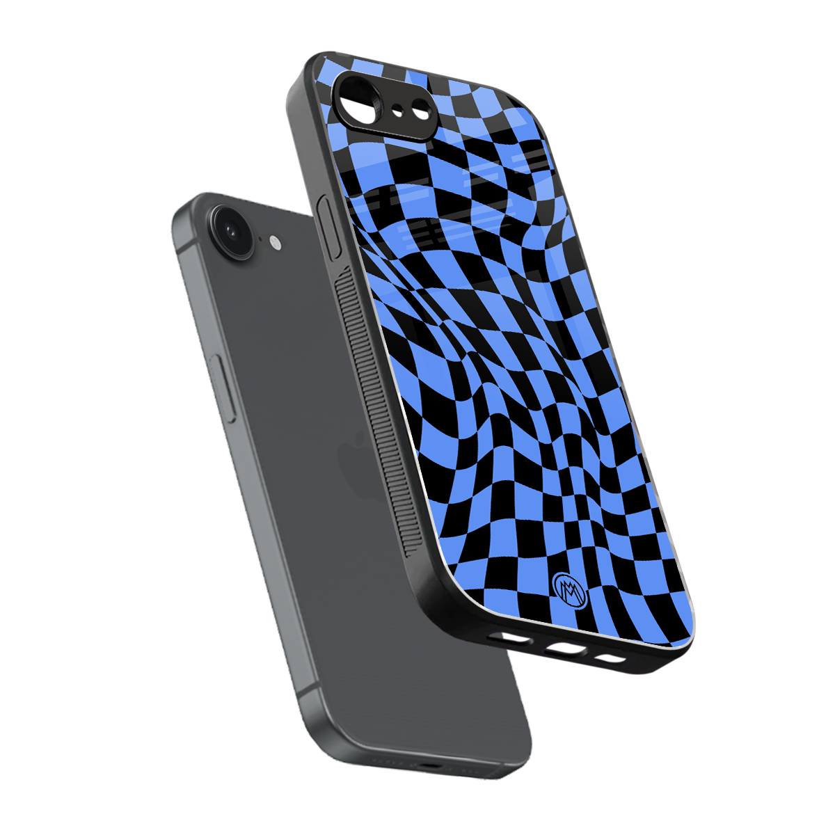 groovy blue black pattern back phone cover | glass case for iphone 16e