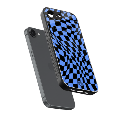 groovy blue black pattern back phone cover | glass case for iphone 16e