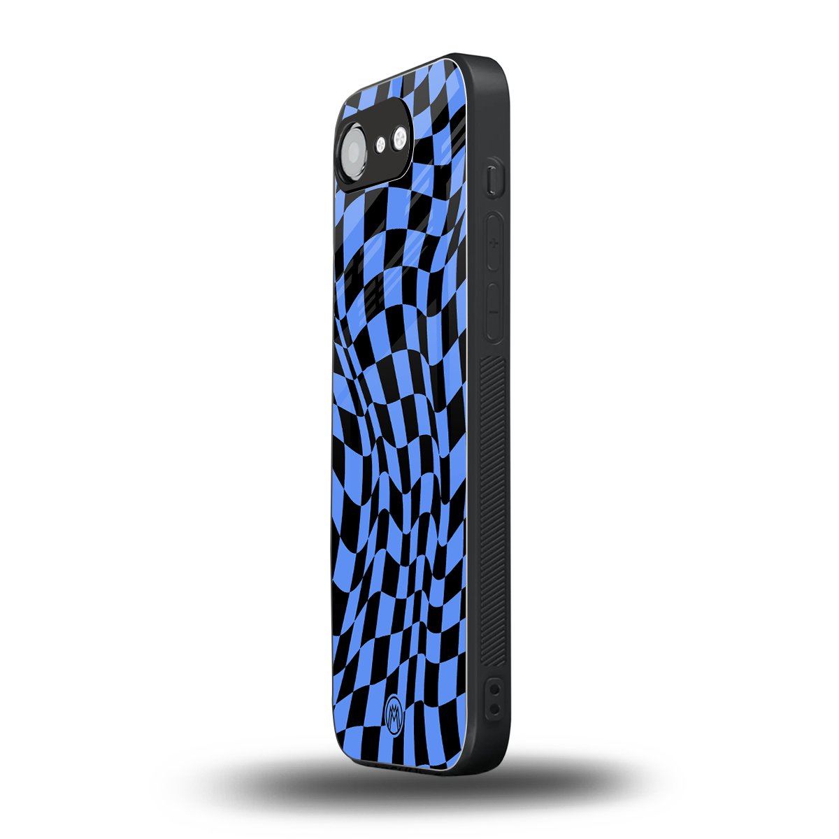 groovy blue black pattern back phone cover | glass case for iphone 16e